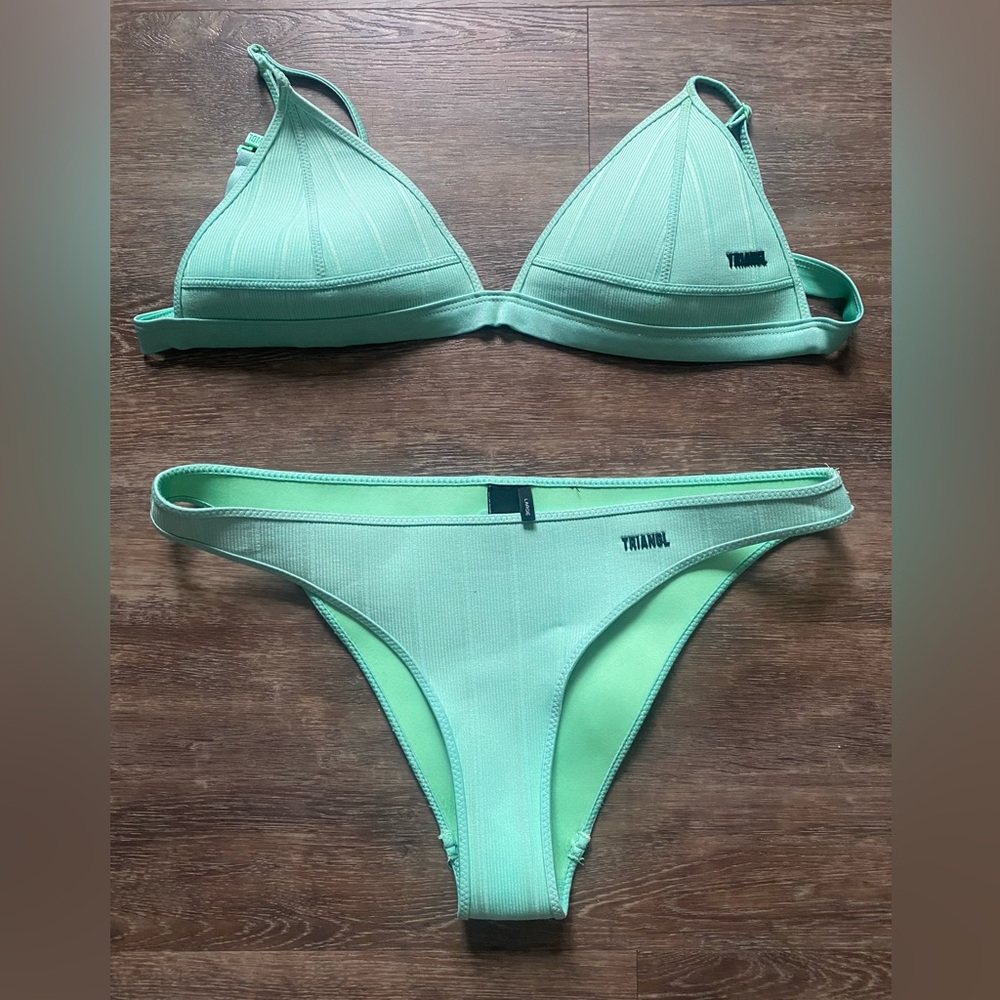 Turquoise neoprene Triangl swimsuit